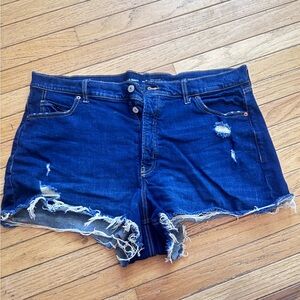 Old Navy Women's Dark Blue Distressed Jean Shorts